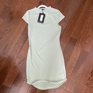 NWT Sage Green Ribbed High Neck Bodycon Mini Dress Pretty little thing